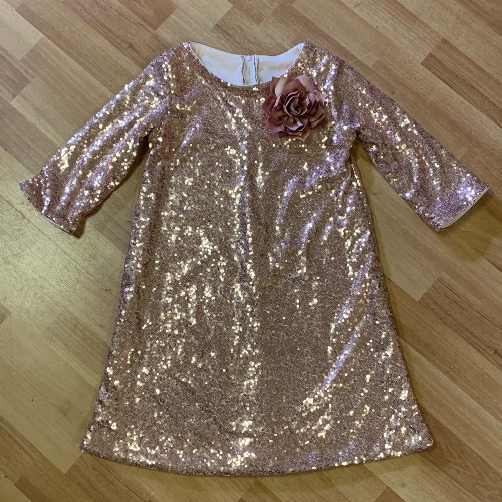 Girl’s Boutique Rose Gold Holiday Dress 9 10